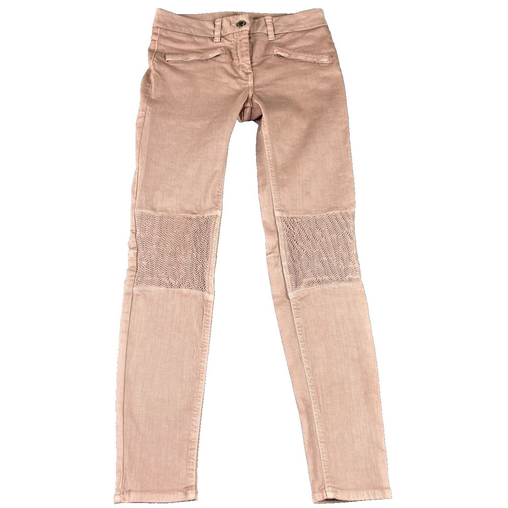 Zara Woman 02 (26x26) Ladies Pink Slim Fit Medium Rise Jeans Moto Grunge Skinny